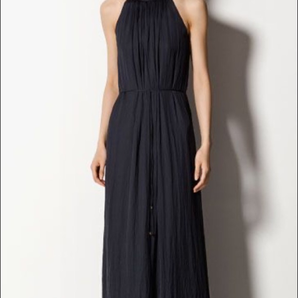 Massimo Dutti Black Halter Maxi Dress